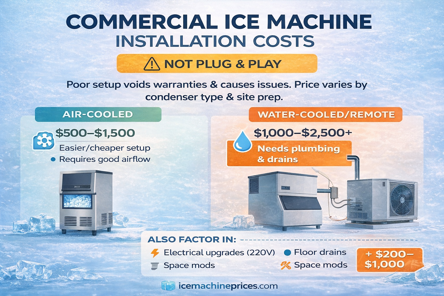 Commercial ice machine installation and delivery costs